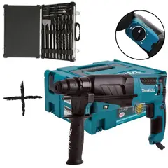 MAKITA - Rotomartillo SDS Plus 800W 2.4J + Set de brocas y cinceles Makita HR2630J