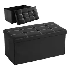 EVERSO - Puff Silla Cubo Organizador Plegable Banqueta 76x38x38 cm Color Negro