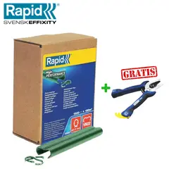 RAPID - RAPID Grapa Mallera Galvanizada VR22 Verde Caja x 1600 Grapas + Regalo Tenaza Aplicadora FP20