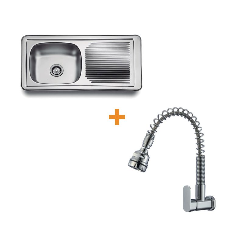 Combo Llave Cromada 2 Funciones + Lavadero Acero Inoxidable 94x49CM – Fratelli
