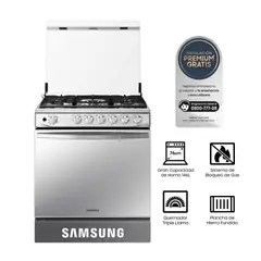 SAMSUNG - COCINA A GAS SAMSUNG NX52T7322PS GLP/GN 5 HORNILLAS MIRROR LOOK PLATA