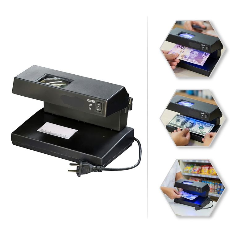 Detector de Billetes y Documentos Falsos con Lupa de Precisión - Luz UV para Negocios
