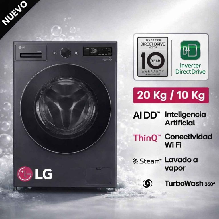 Lavaseca WD20EGNTSPG 20kg10kg AI DD Carga Frontal Grafito LG