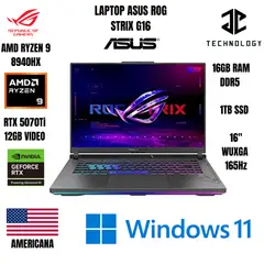 ASUS - LAPTOP ASUS ROG STRIX G16 AMD RYZEN 9 8940HX / RTX 5070Ti 12GB VIDEO / 16GB RAM DDR5 / 1TB SSD