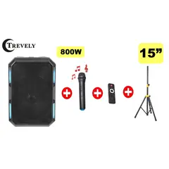 TREVELY - Parlante Portatil 15” TA-1586 800W - Tripode