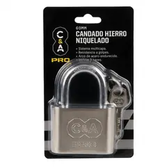 C&A - Candado de Hierro Cromado 60mm- Incluye 3 Llaves C&A