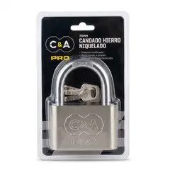 C&A - Candado de Hierro Cromado 70mm- Incluye 3 Llaves C&A