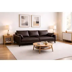 ARTSOFA - Sofá Gala Tres Cuerpos Marrón Oscuro Cuero Pranna