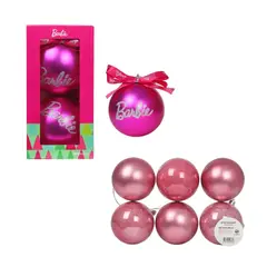 BARBIE - Tripack Bolas Navidad Barbie con 2 Bolas 10 cm Modelo 1 + 6 Bolas 10 cm Modelo 2