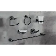 XM - KIT DE BAÑO 6 PIEZAS,ACERO304, NEGRO MATE MOD 72201
