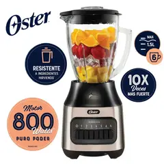 OSTER - Licuadora Oster 1.5L 6 velocidades 800 Wts con Vaso de Vidrio- BLSTPEG-NPB