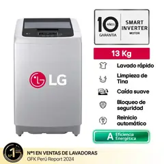 LG - Lavadora de 13 kg carga superior Smart Inverter con TurboDrum™, gris