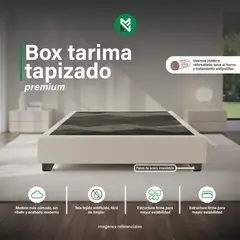 MUEBLES MACRUMO - Box tapizado premium Beige claro Queen -  2 piezas