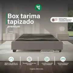 MUEBLES MACRUMO - Box tapizado premium Beige oscuro Queen -  2 piezas