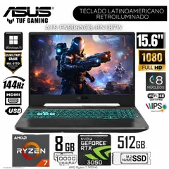 ASUS - Laptop Gamer Asus TUF Gaming A15 AMD RYZEN 7 7445HS 8GB 512SSD NVIDIA RTX3050 FA506NCG-HN187W