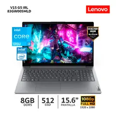 LENOVO - Laptop Lenovo V15 G5 IRL Core I3-1315U / Ram 8gb Ddr5, Ssd 512gb / 15.6 Fhd - 83GW005MLD