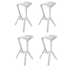 GENERICO - PACK de 4 Banco Bar  Modelo Roma Color  blanco