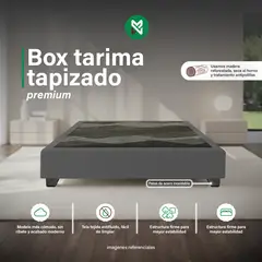 MUEBLES MACRUMO - Box tapizado premium Gris Oscuro Queen -  2 piezas