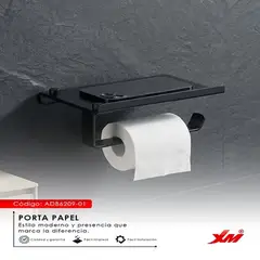 XM - Repisa + Porta Rollo de Papel MOD ADB6209-01 acero negro