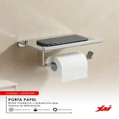 XM - Repisa + Porta Rollo de Papel MOD ADB6209 acero 304