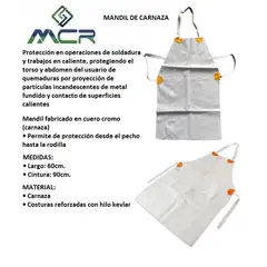 NACIONAL - MANDIL O DELANTAL PARA SOLDADOR DE CUERO CROMO COLOR GRIS