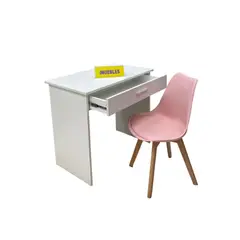 TEMEL - Set Escritorio KAD Blanco con Silla Vintage Rosado - Diseño Moderno
