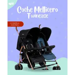 Baby - COCHE MELLICERO MODELO TWINEASE COLOR NEGRO AZUL - PREMIUN