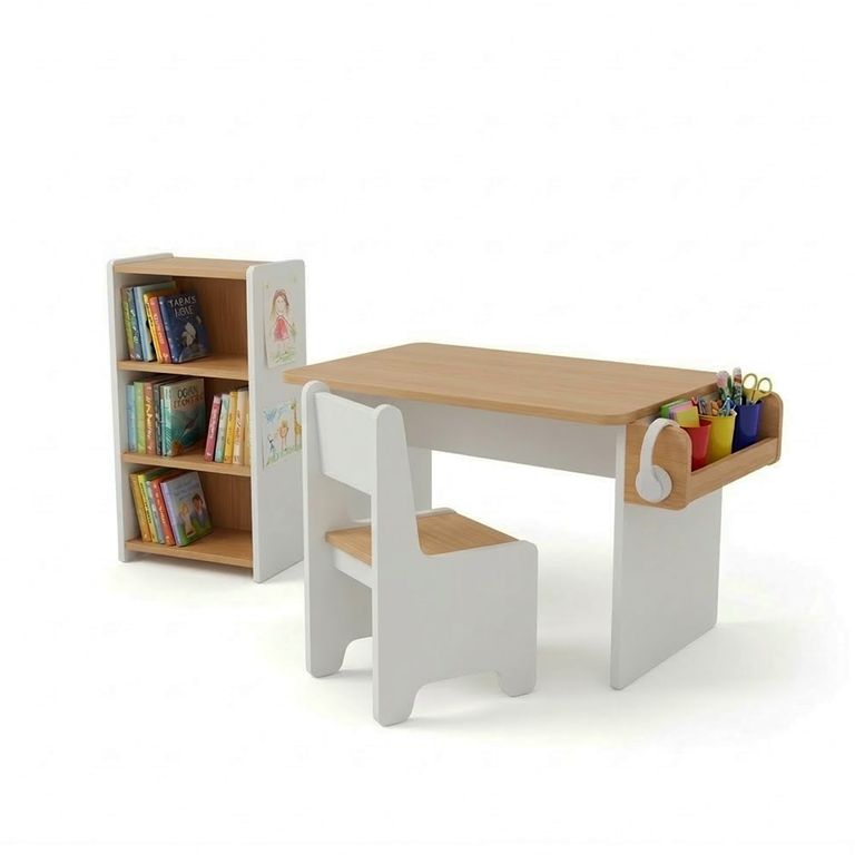 Combo Infantil Escritorio con Silla y Estante Lupe - Amore Home