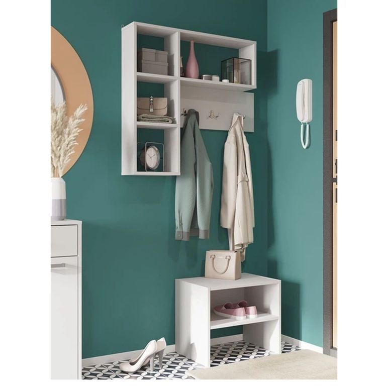 Perchero de Pared con Estante Docty Blanco - Amore Home