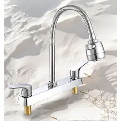 GALEZ - MEZCLADORA DE COCINA AL MUEBLE 8 FLEXIBLE BRONCE CROMADO