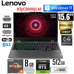 LENOVO - Laptop Gamer Lenovo LOQ 15ARP9 15.6 FHD RYZEN 5-7235HS 8GB DDR5 512GB SSD RTX3050