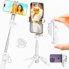 SEISA - Trípode Magnetico Clip Soporte para Celular Selfie Bluetooth Blanco P15 Mini