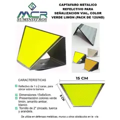 GENERICO - DELINEADOR DE GUARDAVIA O CAPTAFARO METALICO REFLECTIVO PARA SEÑALIZACION VIAL PACK DE 12UND