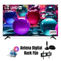 LG - Televisor Smart UHD 4K 43'' LG ThinQ AI 43UA7300 2025 + Rack Fijo + Ant