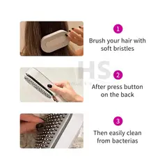 ROHS - Peine de Cabello 3D  Con Botón de Fácil Limpieza - Blanco