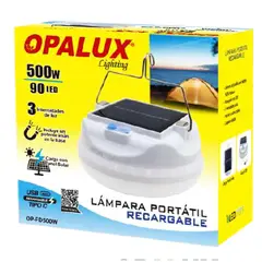 OPALUX - LAMPARA RECARGABLE PORTATIL CON PANEL SOLAR 500W OP-FD500W