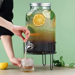 ICHIMATSU - DISPENSADOR DE VIDRIO 6 LT REDONDO CON RACK