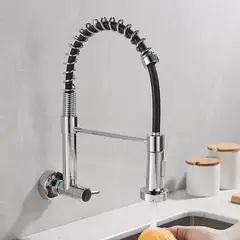 PUREPOWER - Grifo de cocina para montaje en pared con rociador para fregadero