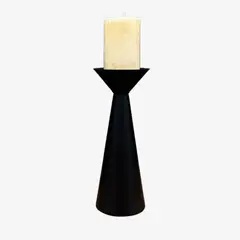 LAR DANIELSEN - Portavelas de metal negro de forma cónica  -17 cm