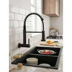 GENERICO - GRIFERIA ALTA PARA COCINA NEGRO MATE MODELO DE PARED