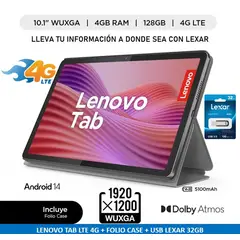 LENOVO - TABLET LENOVO TB311XU 10.1  4G LTE 4GB 128GB FOLIO CASE - LUNA GRIS + USB LEXAR 32GB