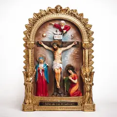 GENERICO - SANTO SEÑOR DE LOS MILAGROS O CRISTO MORENO 20 CM DORADO