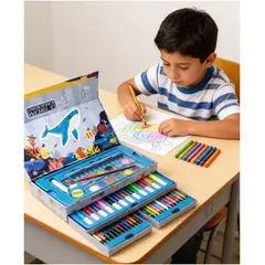 OEM - Set De Arte Para Niños 54 Pcs Tiburón Azul