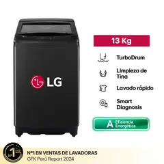 LG - Lavadora 13 KG WT13OBVTB Negro