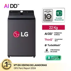 LG - Lavadora 22KG AI DD Inteligencia Artificial WT22EGTX Negro