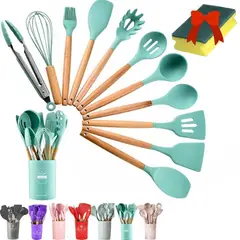 GENERICO - Set de Utensilios De Cocina silicona De Colores 12 Pcs - Turquesa