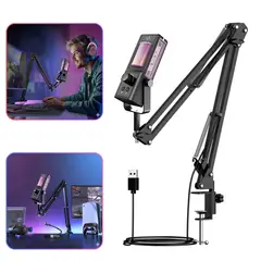 SEISA - Microfono de Condensador USB RGB Gaming, Podcasting, Streaming y  YouTube con Brazo Articulado