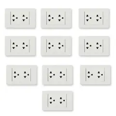 HOME LIGHT - Pack x10 und Tomacorriente Doble Blanco para Empotrar con Salida a Tierra Elegant Home Light