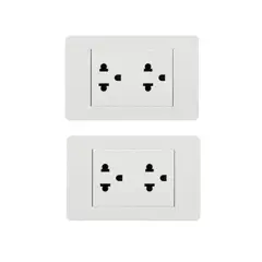 HOME LIGHT - Pack x 2und Tomacorriente Doble Blanco para Empotrar con Salida a Tierra Elegant Home Light