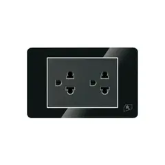 HOME LIGHT - Tomacorriente Doble 15A para Empotrar con Salida a Tierra Negro Acrilico Elegant Home Light